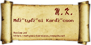 Mátyási Karácson névjegykártya